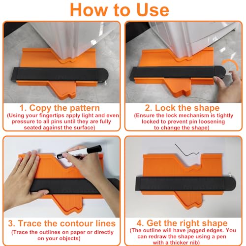10 Inch Super Gauge Shape and Outline Tool, Contour Gauge Profile Tool with Lock, Measuring Tools Shape Duplicator Woodworking Tools