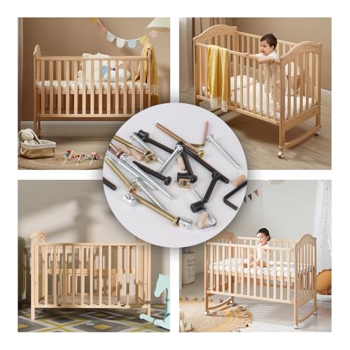 Baby Bed Frame Bolts, Crib Screws Hardware ReplacementKit M6x20/40/60/80mm Hex Drive Socket Cap Screws Barrel Nuts Wooden Dowel Kit for Beds Chairs Furniture et (Silver-16set) - size: Silver-16set
