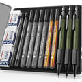 WUO 1.3mm Mechanical Pencil Set, 3 Pack Metal Mechanical Carpenter Pencils - color: oliver green