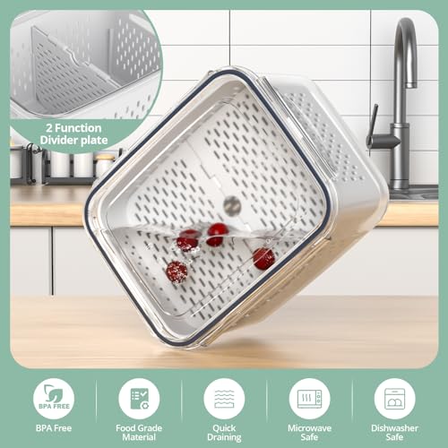 Anysig 8 Pack Fridge Fruit Storage Containers with Removable Colander