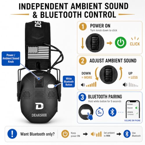 Bluetooth Shooting Ear Protection, 2-in-1 Gel Earmuffs for Glasses - color: M Black