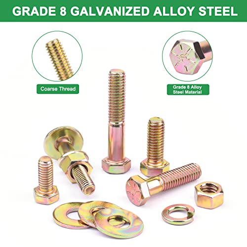 FOLIV 566Pcs Heavy Duty Bolts and Nuts Assortment Kit, Grade 8 Hex Screws Bolts Nuts Kit, 1/4-20 5/16-18 3/8-16, 15 Common Sizes Included - style: 566Pcs 1/4-20 5/16-18 3/8-16