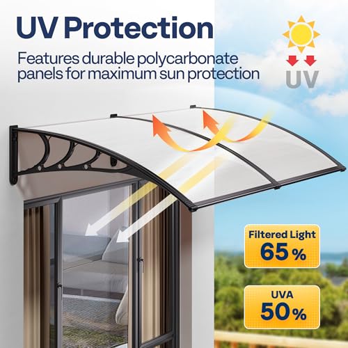 VIVOHOME Polycarbonate Window Door Awning Transparent 38 Inch x 153 Inch - color: Transparent, size: 38 Inch x 153 Inch