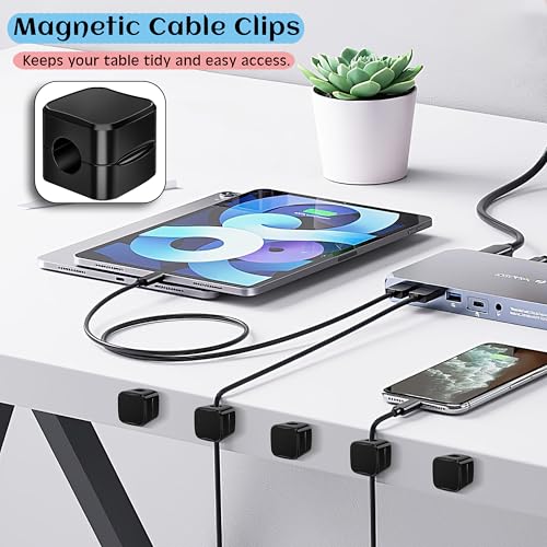 SaiTech IT 12 Pack Magnetic Cable Clips, Cord Organizer Holder Black - size: 12 Pack