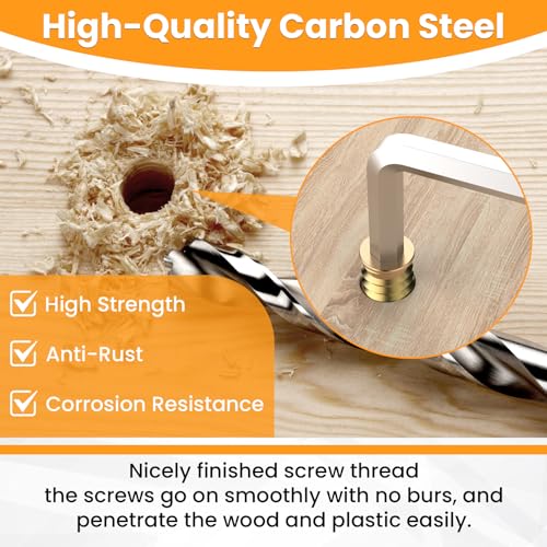 100 Sets M6 x 19/32" Threaded Insert and Bolt for Wood - size: M6 x 19/32", 100 Sets