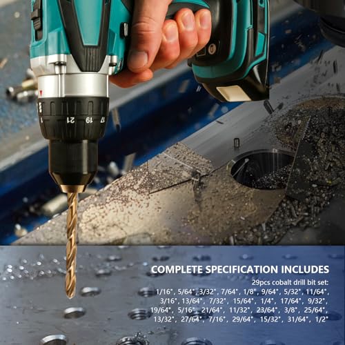 Cobalt Drill Bit Set - 29Pcs M35 HSS Twist Drill Bits - style: 29 pcs Cobalt