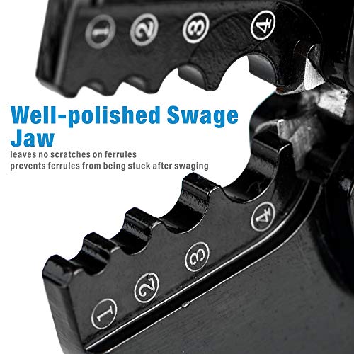 iCrimp Swaging Tool, Wire Rope Crimping Tools for Aluminum Copper Duplex Hourglass Sleeves, Stop Buttons and Ferrules with Built-in Cable Cutter Works from 3/64-inch to 1/8-inch