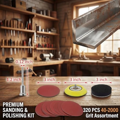 320PCS 3 Inch Sanding Discs, MAPRIAL Headlight Restoration Kit 40-2000 Grit Assortment Hook and Loop Sandpaper with 1/8”Shank Backer Plate, Sanding Pad for Drill Tools Attachment, Woodworking, Metal - size: 3 inch - 40-2000 grit