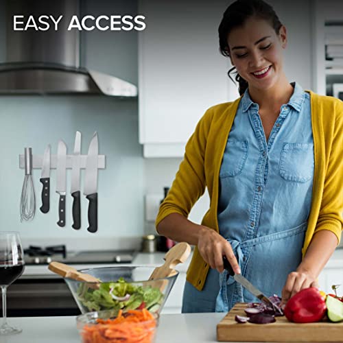 Modern Innovations 10 Inch Stainless Steel Magnetic Knife Bar with Multipurpose Use as Knife Holder, Knife Rack, Knife Strip, Kitchen Utensil Holder, Tool Holder, Art Supply Organizer, Home Organizer - size: 10 Inch
