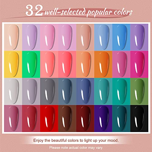 JODSONE Gel Nail Polish Kit with U V Light 32 Color Soak Off Base&Top Glitter Coat Gel Polish for DIY Manicure Lovers - color: KIT-07