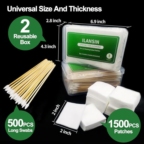 1700PCS gun cleaning supplies—1500PCS Gun Cleaning Patches +200PCS Gun Cleaning swabs,2"x2"Lint Free Gun Cleaning Rags,6"Long Cotton swabs for 9mm and All Caliber of Firearms.Gun Cleaning Kit - color: 1500Patches + 500Pointed Swabs
