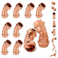 45 Degree Copper Press Elbow Fitting, Lead-Free Plumbing Pipe Fitting, Compatible with Standard Press Connection Tools, NSF Certified, for Residential & Commercial Use (10-Pack) - size: 3/4" copper press elbow 45°-10P