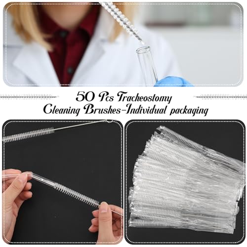 TrelaCo 50 Pcs Tracheostomy Cleaning Brushes, 10mm Nylon Trach Tube
