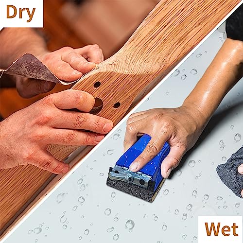 3-in-1 Wet Dry Sandpaper Set,48 Sheets of 80 to 3000 Grit Sand Paper | Comes with 1 Sandpaper Holder and 2 Sponges Sanding Block for Wood Furniture Finishing Metal Automotive Sanding Polishing - style: sandpaper-48 pcs