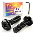 Taiss 45pcs 1/4-20x5/8 Flat Head Socket Head Screw,Furniture Bolts,Furniture Screws 304 Stainless Steel,1/4 Bolts Black Zinc Plated Fully Threaded,Countersunk Connector Screws with Hex Spanner - size: 45PCS 1/4-20x5/8"