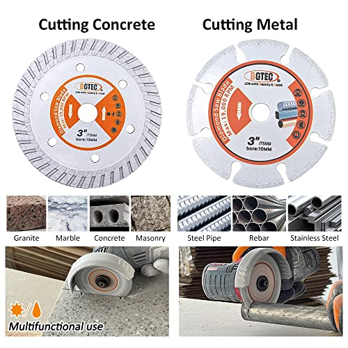 Diamond Saw Blades - BGTEC 3"/75mm Cut-Off Wheel for Metal Concrete Angle Grinder, 4pcs - style: Metal+Concrete