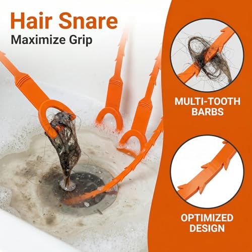 3 PCS Drain Snake Hair Catcher Clog Remover Tool, Shower Snake Hook Sink Unclogger Tool Hair Remover, Drain Clog Remover Cleaning Tools Plumbing Snake for Sewer