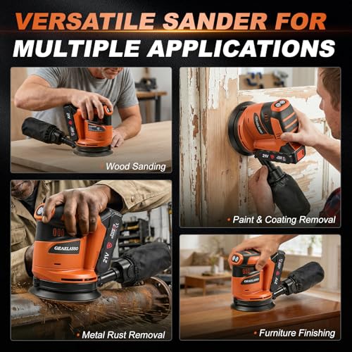 Cordless Random Orbital Sander 5 Inch Battery Powered Palm Sander