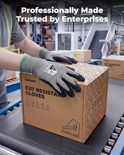 toolant ComfyCut A3 Cut Resistant Work Gloves, ANSI & EN388 Certified Protection with Superior Comfort, Fiberglass-Free, Touchscreen & Flexible Grip, for Fishing, Gardening, DIY, Assembly, XX-Large - size: XX-Large