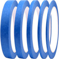 5 Rolls Pinstripe Tape - Masking Tape 1/16", 1/8", 1/4", 1/2", 3/4" - Thin Painters Masking Automotive Tape for DIY, Car, Auto, Paint, Art, Tumblers (Blue) - color: Blue
