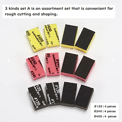GodHand Kamiyasu-Sanding Stick 10mm Assortment Set A (#120, 240, 400) & B (#600, 800, 1000) GH-KS10-A3 for Plastic Models With Original Stylus Ballpoint Touch Pen