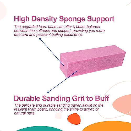 12 Pcs Nail Buffer Block for Acrylic and Natural Nails, 4 Sided Sanding Buffers for Gel Nails Fingernail Shine Buffing Filer Set, Professional Manicure Polisher Buffer Bulk Medium Grit Mix Color
