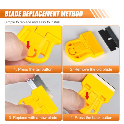 ZIMISI 2PCS Razor Blade Scraper Tool Set, Mini Car Paint Remover with 10 Plastic Blades & 10 Metal Blades, Vehicle Adhesive Cleaning Tool for Removing Labels, Stickers Taping on Window, Oven (2PCS) - size: 2PCS