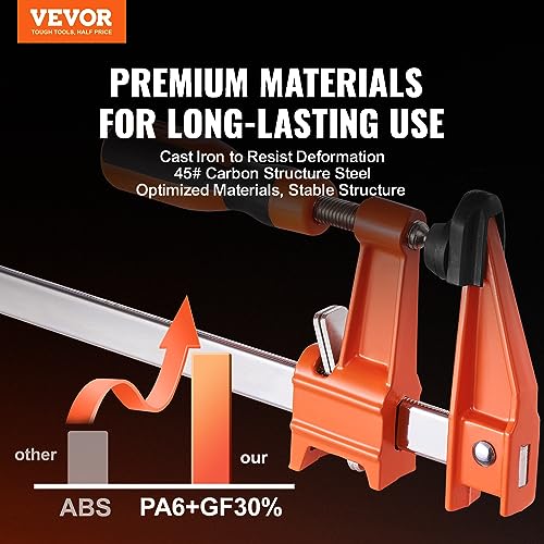 VEVOR Bar Clamps for Woodworking, 2-Pack 36" Clamp, Quick-Change F Clamp with 600 lbs Load Limit, 2.5" Throat Depth, Cast Iron and Carbon Steel, Wood Clamps for Woodworking Metal Working - size: 36"(2 Pack), style: Medium-Duty