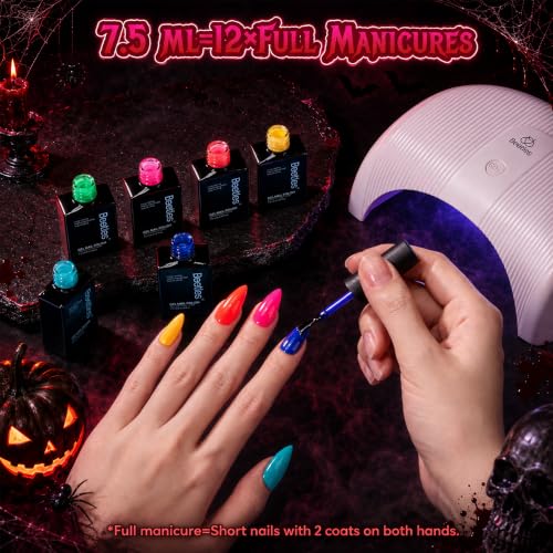 Beetles Halloween Gel Nail Polish Set, 6 Colors Fall Gel Nail Polish Set - color: Dreamy Summer