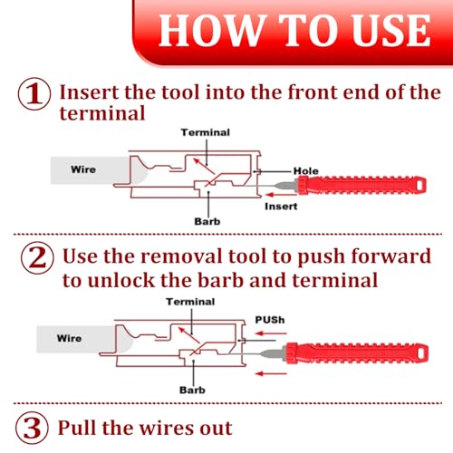 41 Pcs Terminal Pin Removal Tools with Blow-Molded Case, Red - color: Red