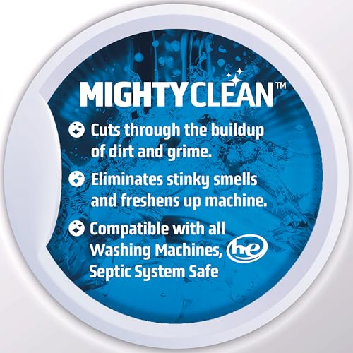 MIGHTY CLEAN Washing Machine Cleaner Tablets 24 Pack - 1 Year Supply, Septic Safe Washing Machine Cleaning Tablets, Washer Cleaner Tablet, Works with All Washers Including HE
