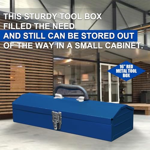2PACK Portable Tool Box, Metal Tool Box, 4 Non-Slip Foot Pads, Ideal for Trailer, Mechanic, DIY-ers, Car Toolbox, Workshops, Garages, Repair Shops,Blue - size: 2P-16.7in-Blue