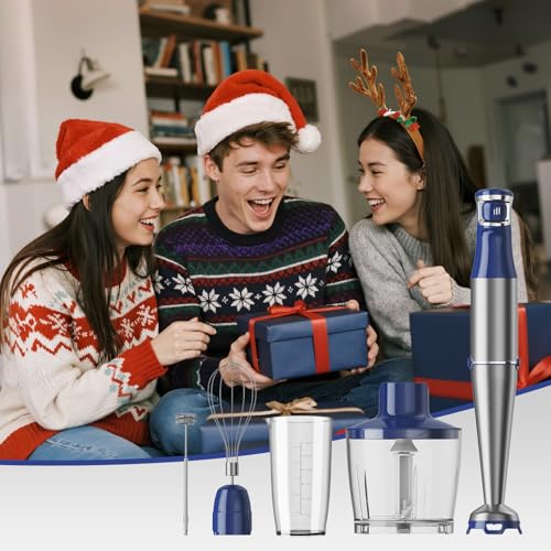 Turelar Immersion Blender Handheld 5 in 1 Hand Blender Set 1100W Heavy Duty - color: Navy Blue, size: 5 in 1