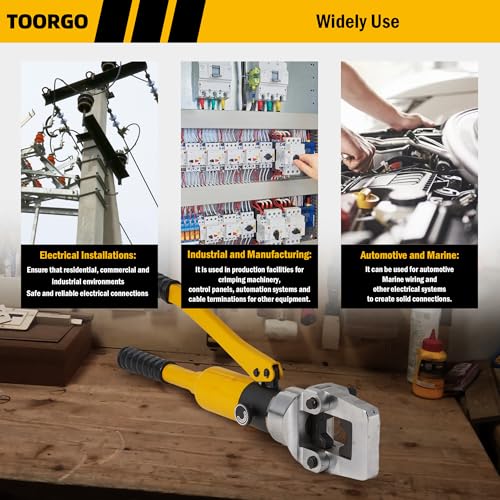 16T Hydraulic Crimping Tool,6 AWG-800 MCM Hydraulic Crimper,12 Dies