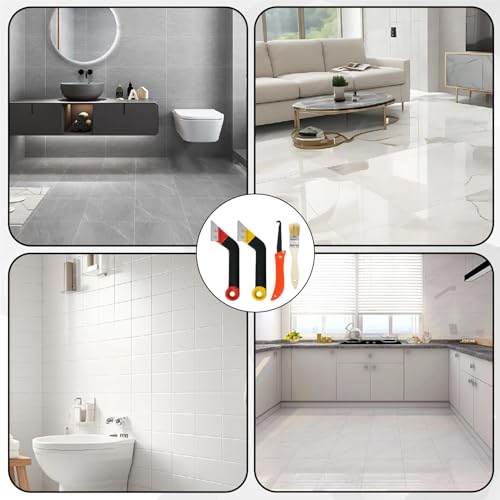 Tile Grout Cleaner Tool Kit - 11Pcs Grout Removal Tool with Scraper Hook and Brush for Bathroom Floor, Caulk Remover for Tile and Stone