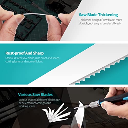 Mini Hand Saw Model Tools Kit for DIY Razor 14 PCS Model Craft Hand Blades - size: 1pcs sawholder & 14pcs blades