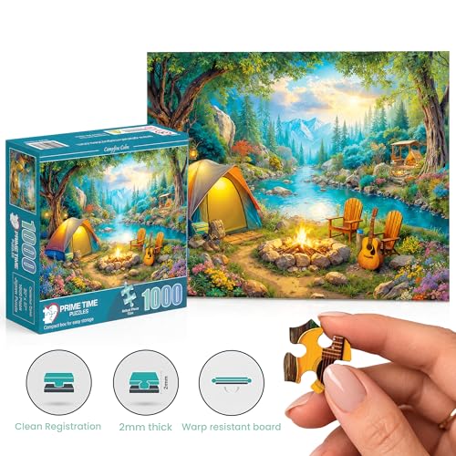 Adult Jigsaw Puzzle 1000 Piece Camping Scene - color: Campfire Calm