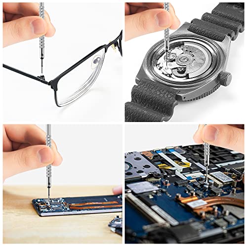 10 pcs Precision Slotted And Phillips Watch Screwdriver Set Different Sizes With 20 Extra Replace Blades Watchmaker Screwdriver Set for Watch,Jewelry,Eyeglass，The Best Gift for Dad