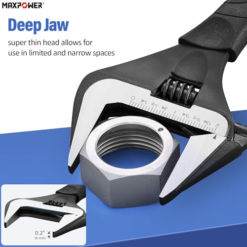 MAXPOWER 6 8 10-inch Adjustable Wrench Set, Wide Jaw Opening 1.4" 1.6" 2" - size: 6 8 10-inch