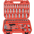 Egofine 117 Pieces 1/4 & 3/8 inch Drive Socket Ratchet Wrench Set, Metric/SAE Size, with Bit Socket Set and Extension Bar for Auto Repairing and Household, with Storage Case - style: 3/8" & 1/4" 117 PCS with 72 Teeth Ratchet