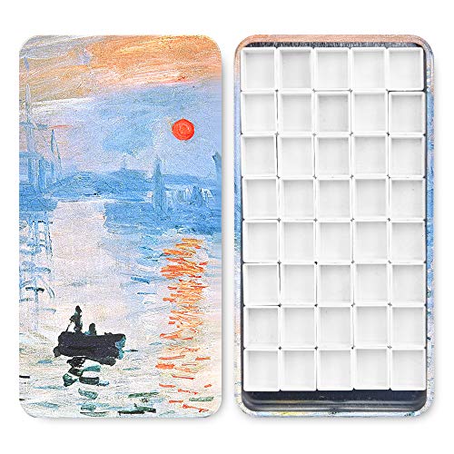 qianshan 40Pcs Empty Half Pans Watercolor Tin Palette with Magnetic Stripe - color: Sunrise