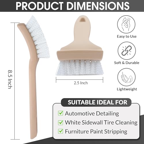 Nanoskin Nylon Scrub Brush for Tire Cleaning, White, 8.5" - color: White and Beige, size: 8.5"