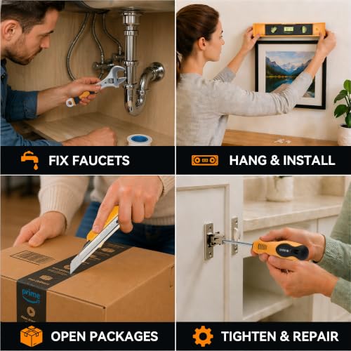 Tool Kit for Home, Basic Tool Set with Magnetic Pickup Tool - color: Three-layer