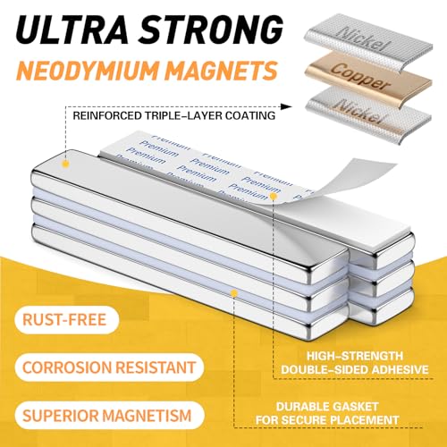 FINDMAG Magnetic Strips with Adhesive Backing, 50 Pack, 2.36x0.39x0.12in - color: Silver, size: 2.36 x 0.39 x 0.12 in
