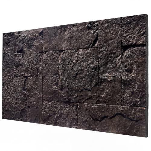 HOMCOM 8-Pack 3D Faux Stone Wall Panels Water-Resistant 4' x 2' Black - color: Black
