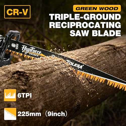 TOLESA Japanese Teeth Reciprocating Saw Blades 9 Inch, Wood Pruning Saw Blades 6TPI for Wet Wood, Triple Ground Teeth with U-Groove Design, Fast & Clean, 3PCS - size: 9 Inch