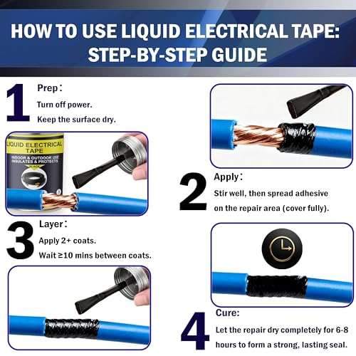 5.29OZ Liquid Electrical Tape Quick-Drying Insulating Glue for Wires&Cables Waterproof&High Temperature Resistant Liquid Wire Insulation Rubber with Brush-Cap for Outdoor Electrical Equipment (Black) - color: Black