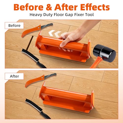 Floor Gap Fixer Tool for Laminate Vinyl Wood Flooring Gap Repair Kit, Heavy Duty Floor Gap Repair Tool with Rubber Mallet, Reusable Sticky Pad and Gap Brush, for Fixer Laminate/Vinyl Flooring Tools ﻿