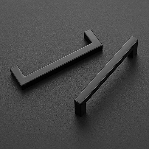 Ravinte Matte Black Cabinet Handles Square Pulls 5 Inch 10 Pack - size: 5-1/2 Inch (5 Inch Hole Center)