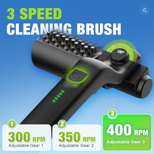 Electric Grill Brush, Cordless Rechargeable BBQ Grill Cleaner with 180° Adjustable Head, Powerful 3-Speed Motor, Stainless Steel Brush Head for Outdoor Grill, BBQ Grates, Gas Grills & Griddles